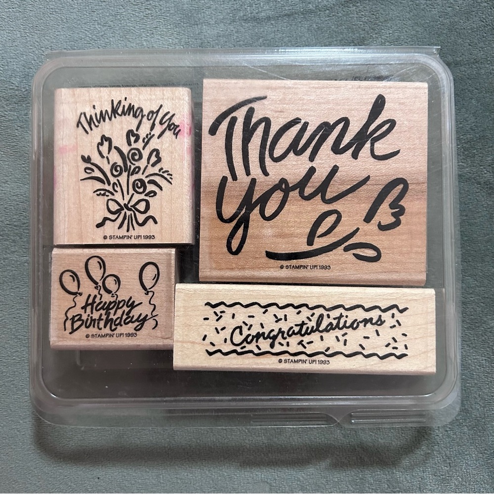 Stampin’ Up! 1993 4-pc wood stamps - DESIGNER GREETINGS